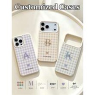 1pc Customizable Personalized Initial + Name + Anniversary Year/Date, Korean-Style Creamy Ins Retro 