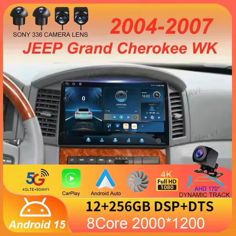 For JEEP Grand Cherokee WK 2004 2005 2006 2007 Android 15 Carplay Auto Multimedia Car Radio Navigati
