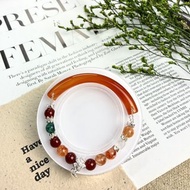 原創設計 鳳凰涅槃 半鐲水晶手鍊 紅瑪瑙 鳳凰石 白水晶 膠花水晶