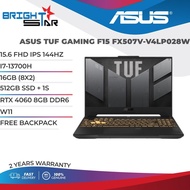 ASUS TUF GAMING F15 FX507V-V4LP028W / 15.6 FHD IPS 144HZ / I7-13700H / 16GB (8X2) / 512GB+1S / RTX 4