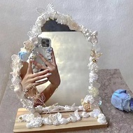 hand mirror mini mirror student Cermin solek Camellia cermin DIY bahan transformasi isi rumah solek desktop berbentuk khas hiasan hiasan maju