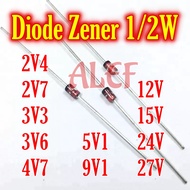 50Pcs zener diode 2.4v 3.3v 3.6v 4.7v 5.1v 9.1v 12v 15v 24v 27v diode 0.5W