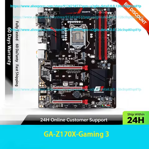 For Gigabyte GA-Z170X-Gaming 3 LGA1151 ATX Z170 DDR4 Max 64GB 2M.2 6SATA3.0 PCIe3.0 Fit Intel 6/7 Ge