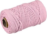 MECCANIXITY Cotton Rope 3 Strand Twisted Braided Rope Cord, Light Pink 100m/109 Yard 5mm Dia for Wall Hanging, Plant Hanger, Knitting, Macrame Knotting