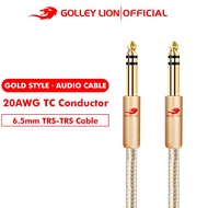 GOLLEY LION GL-TRSG Gold 6.5mm to 6.5mm TRS Jack Stereo Male to Male 20AWG Hifi Audio Cable For Head
