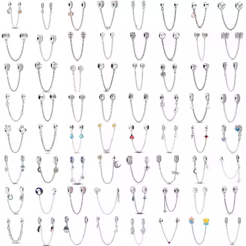 Hot Selling 925 Silver Butterfly,Moon,Life Tree Safety Chain,Suitable for Original Bracelets, DIY Ac