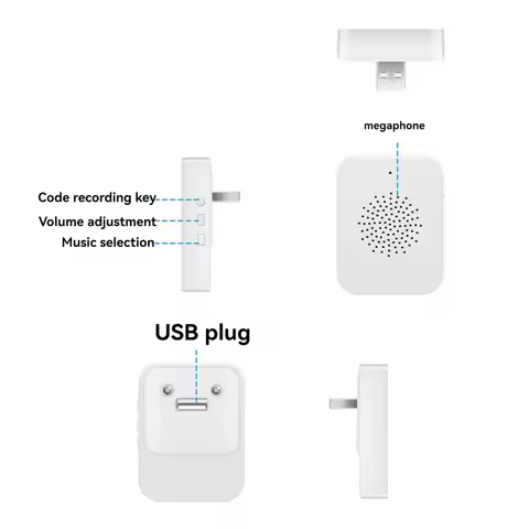 AT21-Outdoor Wireless Doorbell USB Interface Home Remote Control Ring Door Bell Kit House Chimes Doo
