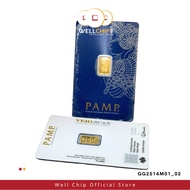 PAMP SUISSE 1g Gold Bar 999.9 (Pre-Owned) Jongkong Emas 999.9 Tulen | Gold Bar 1 Gram | Kedai Emas W