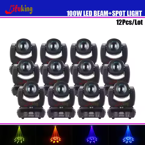 2-12Pcs 100W LED Spot Beam Moving Head Light 18 Face Prism DMX512 Sound Dj Stage Effect Light Dance 