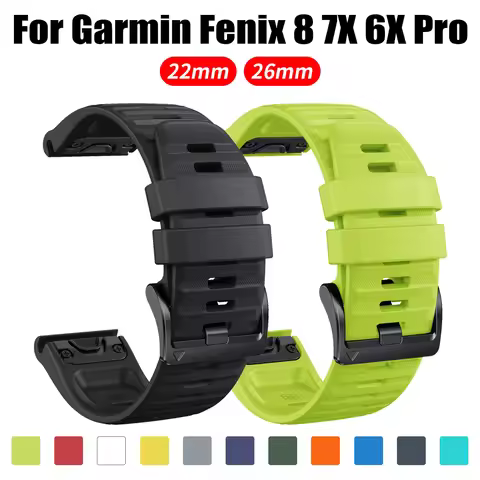 22/26mm QuickFit Silicone Strap For Garmin Fenix 8 Pro 7X 6X Pro/Epix Pro Gen 2 51mm 47mm band For F