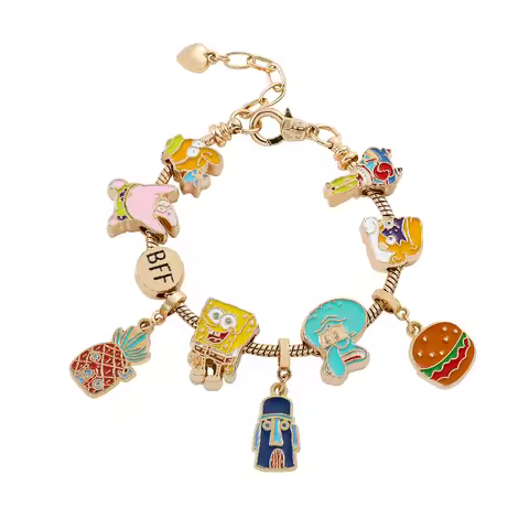 Cartoon SpongeBob SquarePants Bracelet - BFF Letter Pineapple House Pendant Jewelry for Girls