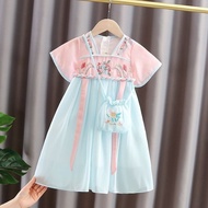 Hanfu Children Women's Skirt Super Fairy Thin Half-Sleeved Hanfu Chinese Style Princess Dress