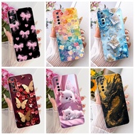 Clear For Realme 7 4G RMX2155 RMX2151 Cover For Realme 7 Case Cute Cat Fashion Butterfly Funny 2D Pa