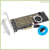 [J X Q K] SATA3.0 Cable M. 2 NVMe Adapter SSD to PCIe Card Key M Key B with Fan PCIE to M2 Adapter f