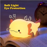Cute Axolotl Night Light Silicone Nursery Sleeping Lamp Touch Control Nightlights USB Rechargeable T
