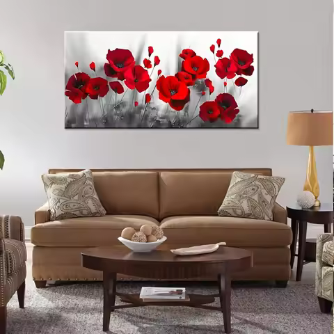 1pc abstract red flower painting wall art decoration for living room wall decoration, bedroom wall d