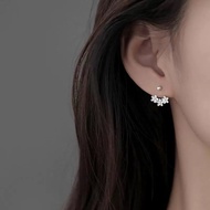 S999 sterling silver flower earrings, light luxury Korean style women's niche temperament earrings,s