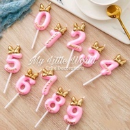 LILIN Pink Crown Birthday Number Candles 0 1 2 3 4 5 6 7 8 9 Birthday Candle PINK BOW GIRLY