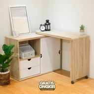 Melody Furniture Melody Furniture - Meja Kerja Belajar Kantor Pivot Cupboard Adjustable Meja dengan 