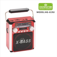 Crownstar HG-619U Speaker with Flash Light AM/FM/SW Radio Good Sound Quality Amplifier USB SD Player