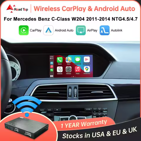 Road Top Wireless Carplay Android Auto for Mercedes Benz C-Class W204 2011-2014 NTG4.5/NTG4.7 with M