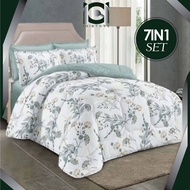 CADAR 5D (7IN1) WITH COMFORTER 100% COTTON 1000 THREAD COUNT SET BEDSHEET QUEEN & KING