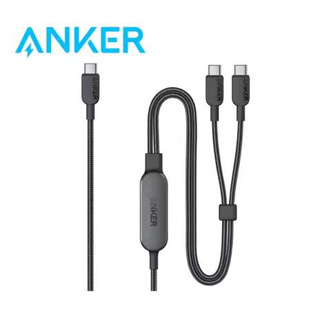 Anker A8895 2-in-1 USB-C to USB-C Braided Cable Max 140W PD Fast Charging Data Cord For Laptop Phone