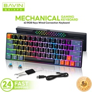 BAVIN K999 96-Key Wired Mechanical Keyboard Ergonomic & Media Knob w/ Multiple RGB Backlight Modes