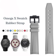 ใหม่ปลายโค้ง Wave รูปแบบสำหรับ Omega X Swatch Joint MoonSwatch Series กีฬากันน้ำสายนาฬิกาซิลิโคนผู้ชายผู้หญิง 20 มม.