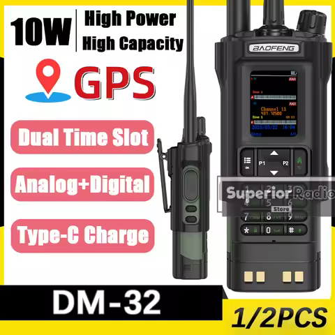 BAOFENG DM-32 Walkie Talkie with Belt Clip Hoster DMR Digital Radio GPS APRS Dual Mode Analog Type-C