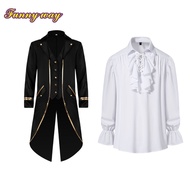 Elegant Masquerade Tailcoat Costume with Gold Trim - Historical Dress for Men, Sizes XS-3XL