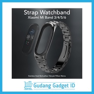 Mi Band 3 Strap/4/5/6 Watchband 3 Point Stainless Steel Replacement Watch Strap - Black - P756WA8R