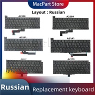 แป้นพิมพ์แล็ปท็อปใหม่ของรัสเซียสำหรับ Macbook Pro A1706A1708 A1989 A1990 A2141 A2251 A2289 A2179 A23