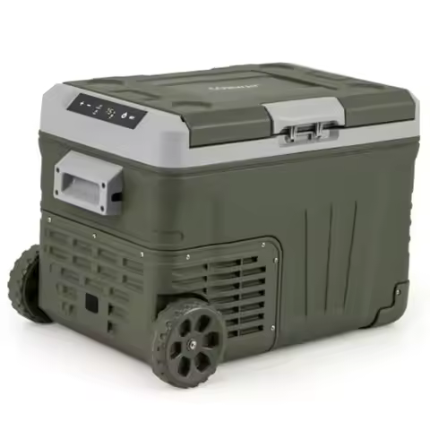 Portable Car Refrigerator with Wheels 37-Quart Electric Cooler 12V/24V DC 100-240V AC -4F to 68F Bla