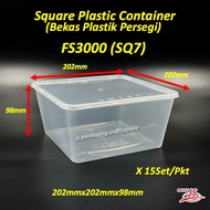 SQ7/FS3000 Square Disposable Plastic Food Container /Bekas Petak Bekas Plastik Makanan Persegi