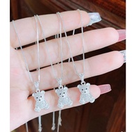 Bear necklace with stones, sparkling 925 silver - jena sliver