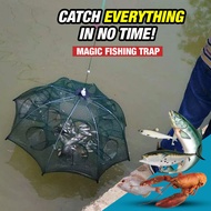 ✜۞๑Magic  Fishing Net Trap-Crab Fish Trap, Foldable Fishing Bait Trap Cast Net Mesh Portable,