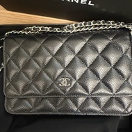 CHANEL 經典黑色woc 鏈條包 芯片款 近全新 附原廠 紙袋 緞帶