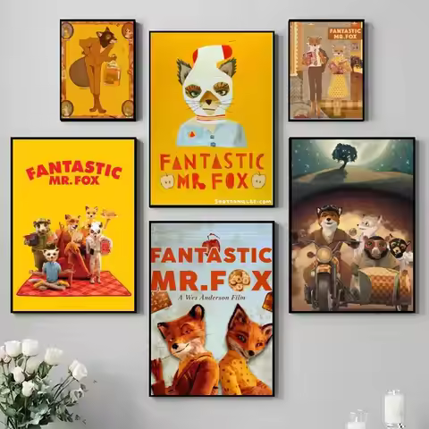 1PC The F-Fantastic Mr Fox Animated film Poster Self-adhesive Art Waterproof Paper Sticker Coffee Ho