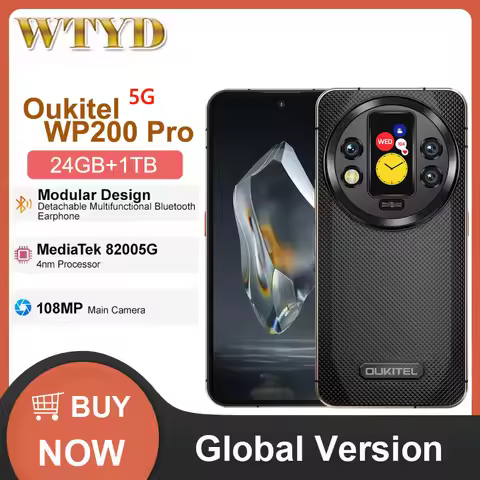 Oukitel WP200 Pro 5G Rugged Phone 24GB+1TB 6.7'' Android 15.0 MTK Dimensity 8200 108MP Main Camera 8