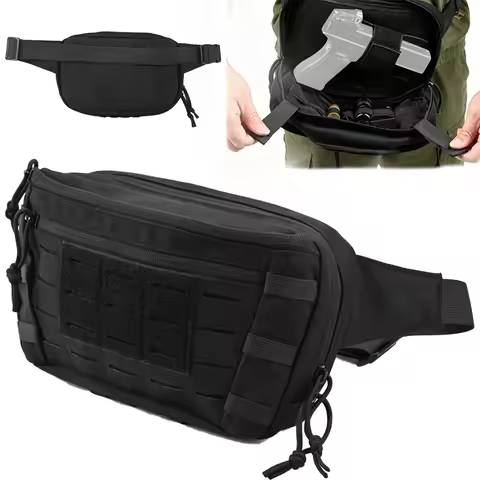 Tactical Pistol Waist Bag CCW Fanny Pack Concealed Carry Gun Holster Chest Crossbody Handgun Bag EDC