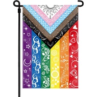 Pride Flag LGBTQ Small Yard Flag bisexual Gay Transgender Inclusive Progress Garden Rainbow Flag 12x