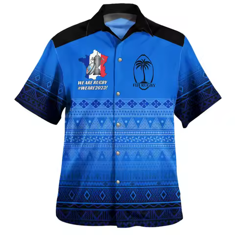 Hawaiian Summer 3D Print BULA FIJI Flag Emblem Shirts Philippines Fiji Coat Of Arm Graphic Short Sle