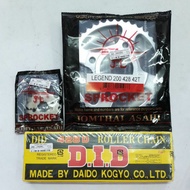 Chain Set + Sprocket For GPX-LEGEND 200 (428x15+42T-132L) (Max Wheel Model And Rear Drum Brake Spoke