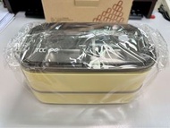 全新 TCC台泥股東會紀念品 304不銹鋼雙層便當盒  嫩黃色 內附餐具