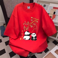 【Family T-shirt】 Cotton Tees Oversize Short Sleeve T-shirt Woman Korean S-5XL  new year Unisex Men /