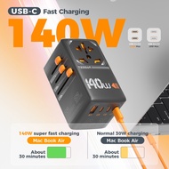 TESSAN - 140W GaN Fast Charging Travel Plug UK AU EU Universal Travel Adapter USB Charging Adapter