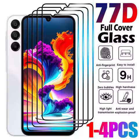1-4 Pcs 77D Full Cover Tempered Glass Screen Protector for Samsung a Series A20 A50 A70 A11 A02 A22 