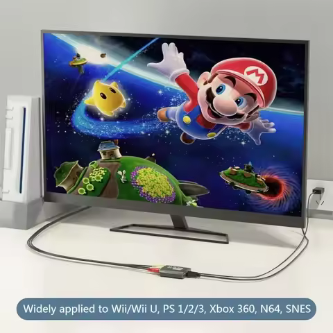 GRWIBEOU AV to HDMI Converter, AV to HDMI Adapter Support 720p/1080p for PS1/PS2/PS3/Xbox 360/WII/N6