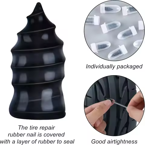 Tire Repair Rubber Nails Kit With 3 Sizes, Tire Repair Kit Repair Fast Plugs Tire Screw In Tire Repa